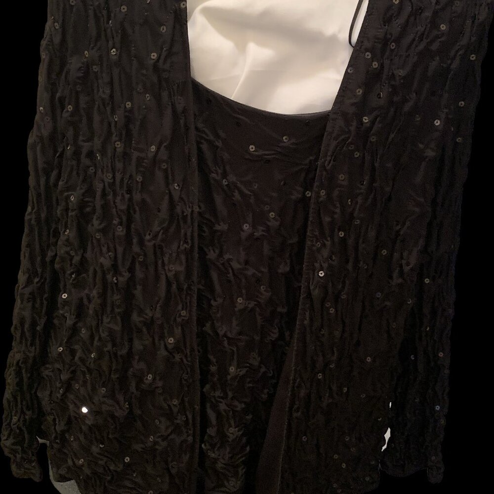 R&M Richards Woman, size 14W, NWT, top and jacket combo, sequence, black